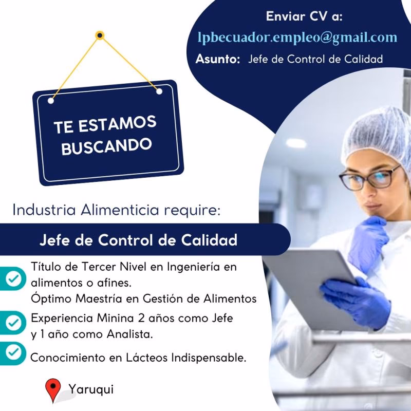 ¿Qué hace un jefe de calidad alimentaria?