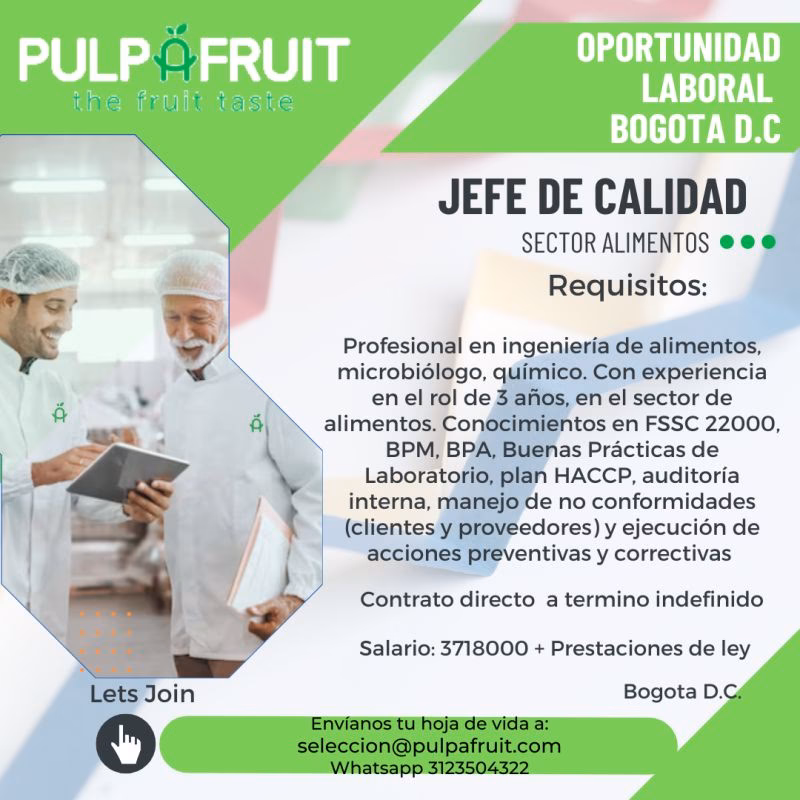 ¿Cuánto le pagan a un jefe de calidad?