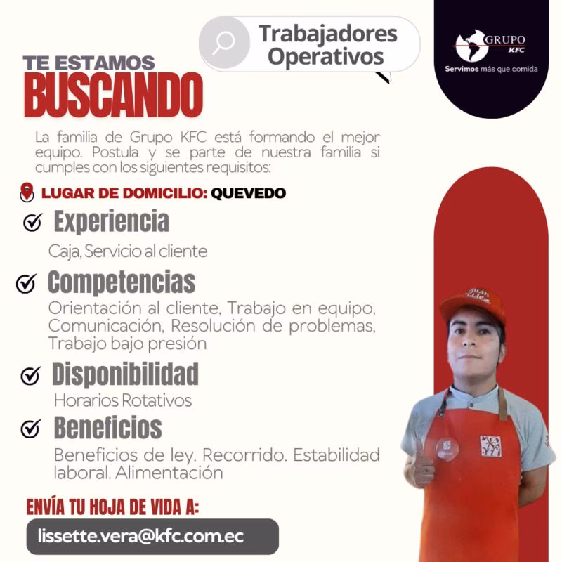 ¿Cuánto gana un empleado de KFC en Ecuador?