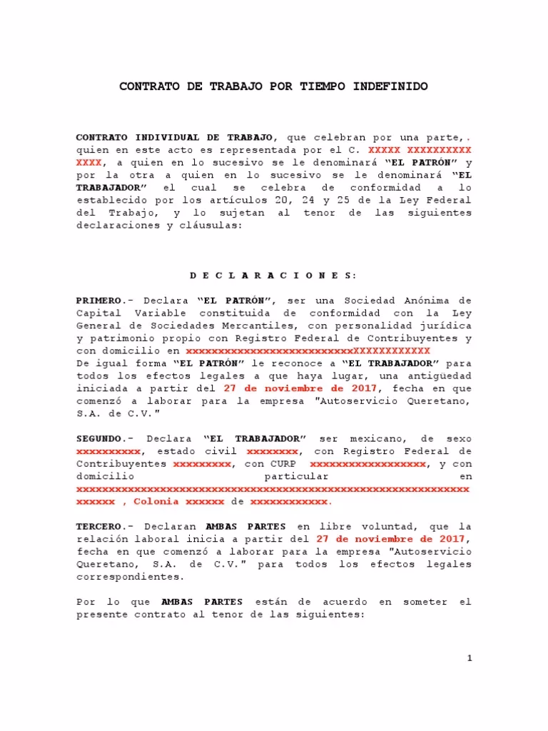 ¿Cómo se hace un contrato por tiempo indeterminado?