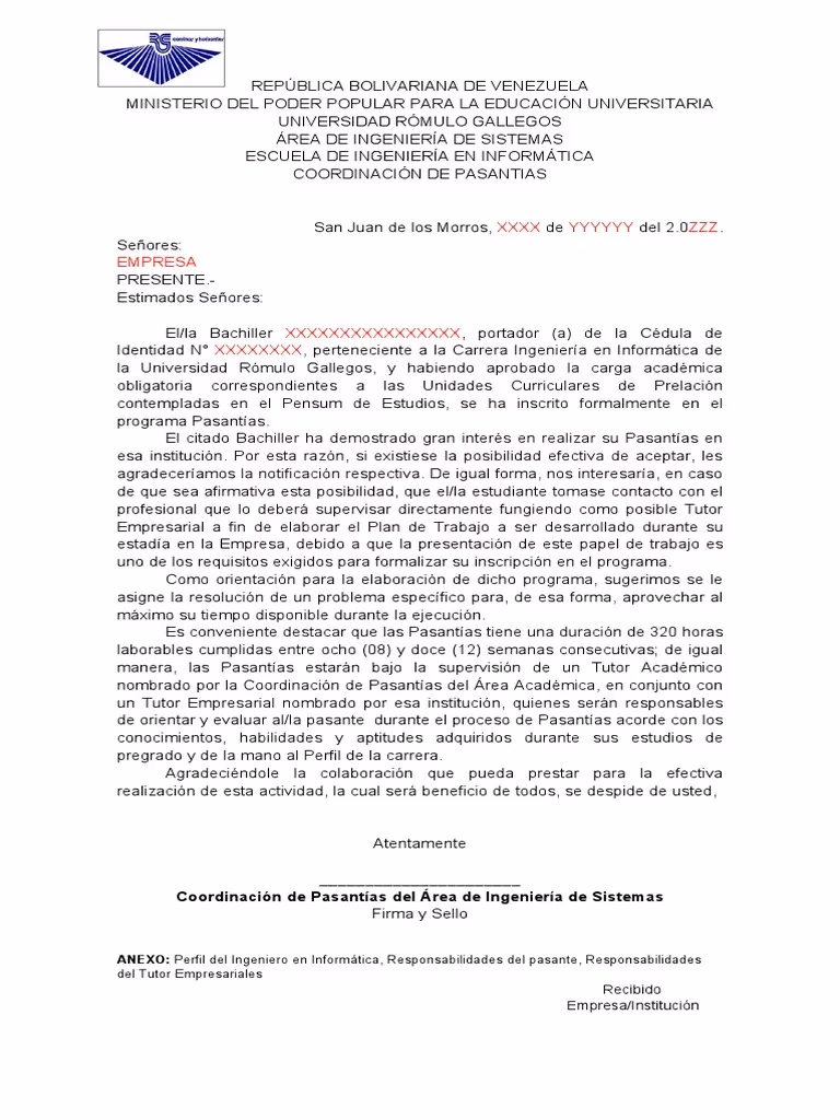 ¿Cuál es un ejemplo de carta de solicitud de pasantía?
