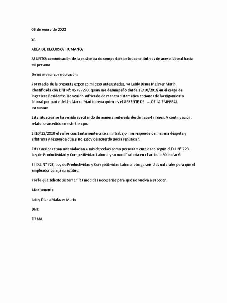 ¿Cómo redactar una queja por hostigamiento laboral?