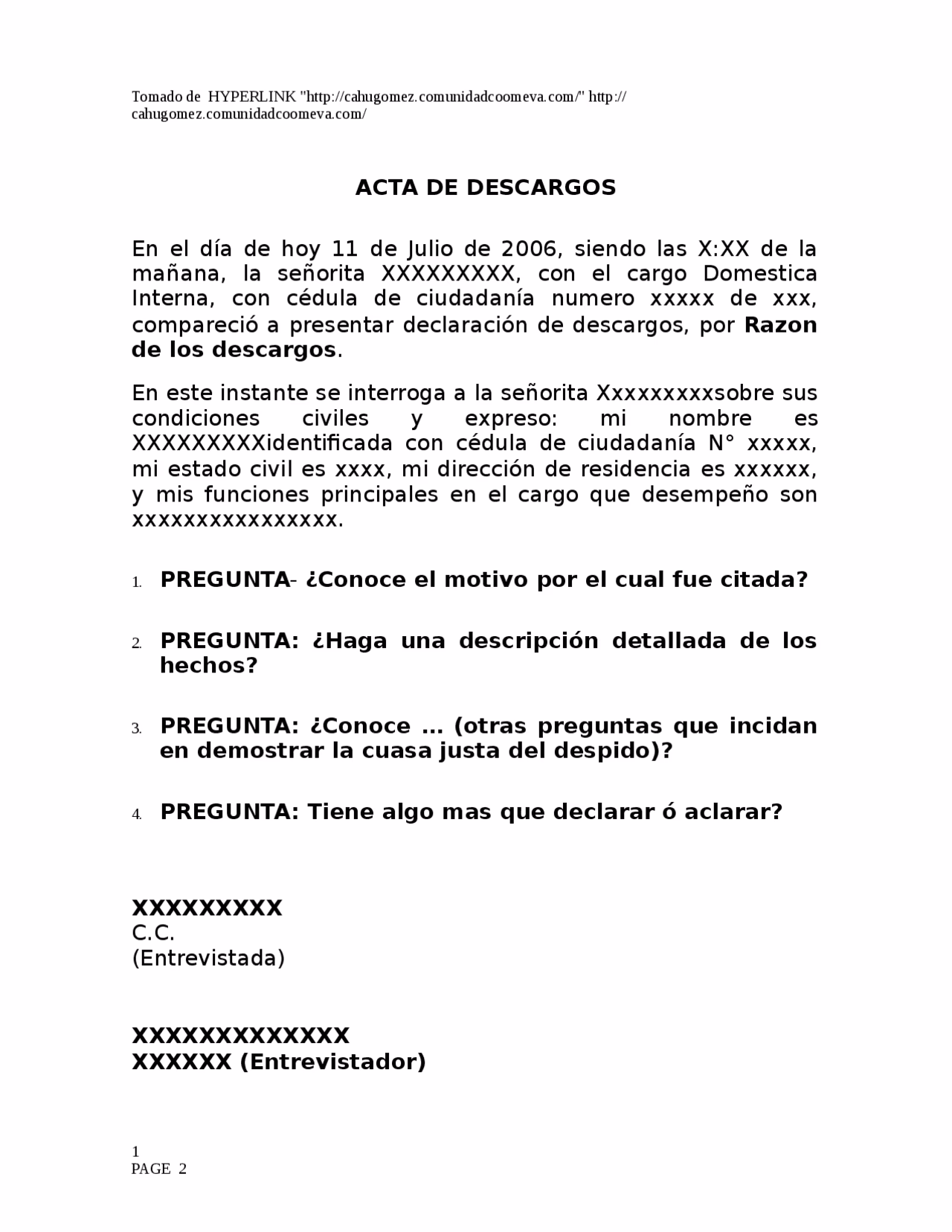 ¿Qué es una nota de descargo laboral?