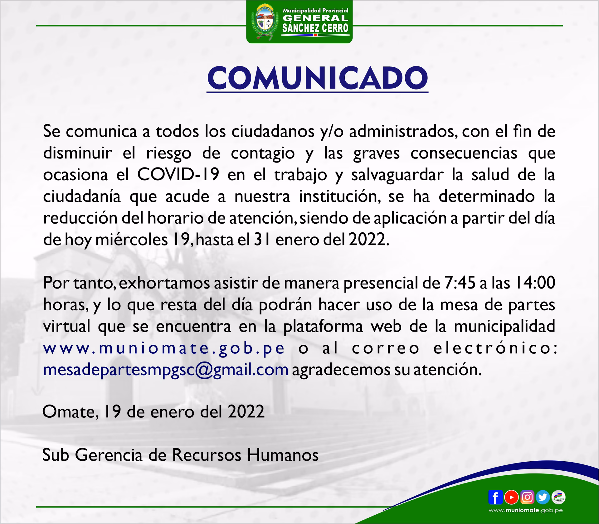¿Cómo se notifica un cambio de horario a un trabajador?