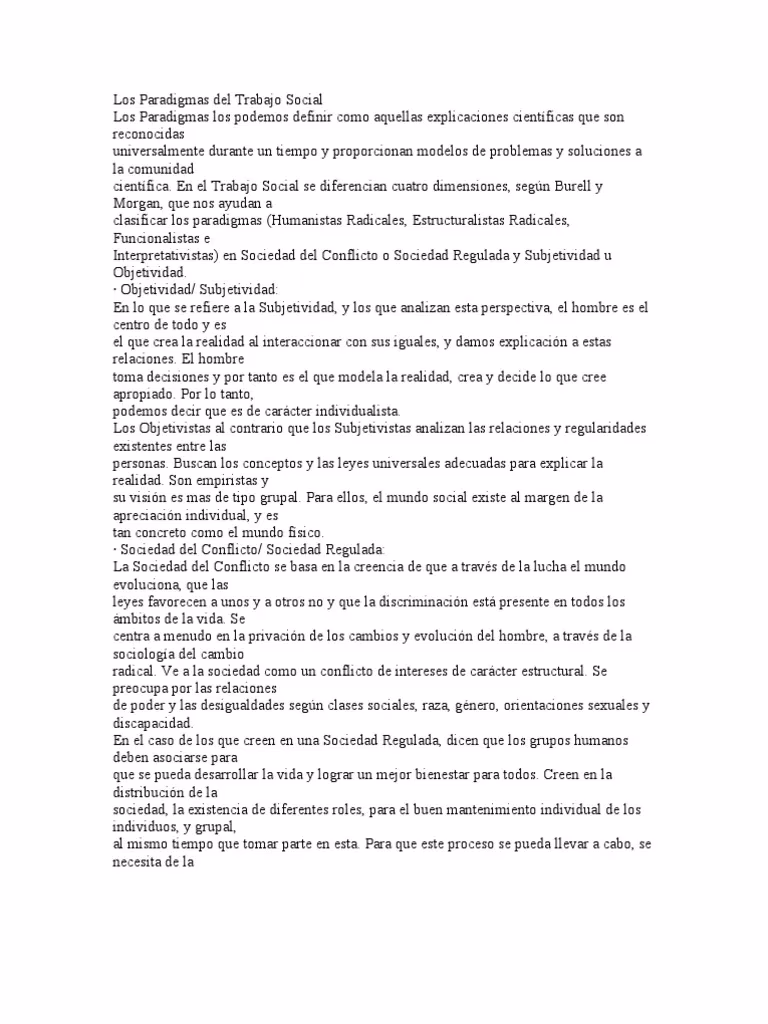 ¿Cuáles son los paradigmas del Trabajo Social?