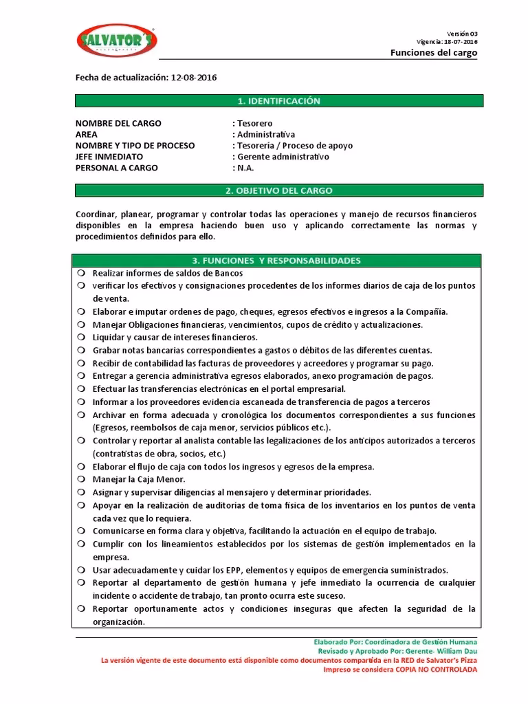 ¿Cuál es el perfil de un tesorero?