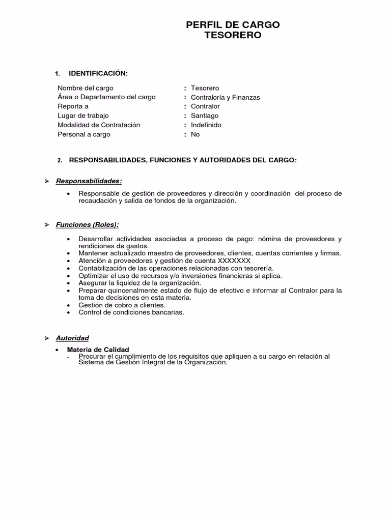 ¿Qué hace un puesto de tesorería?