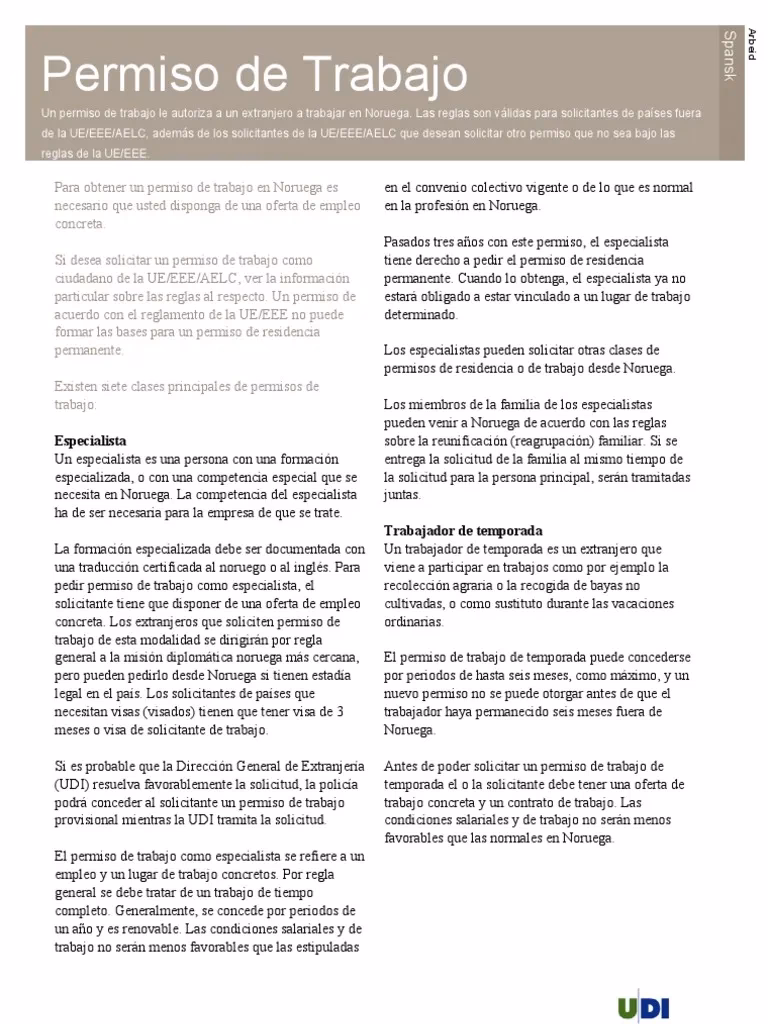¿Cómo puedo obtener un permiso de trabajo en Noruega?