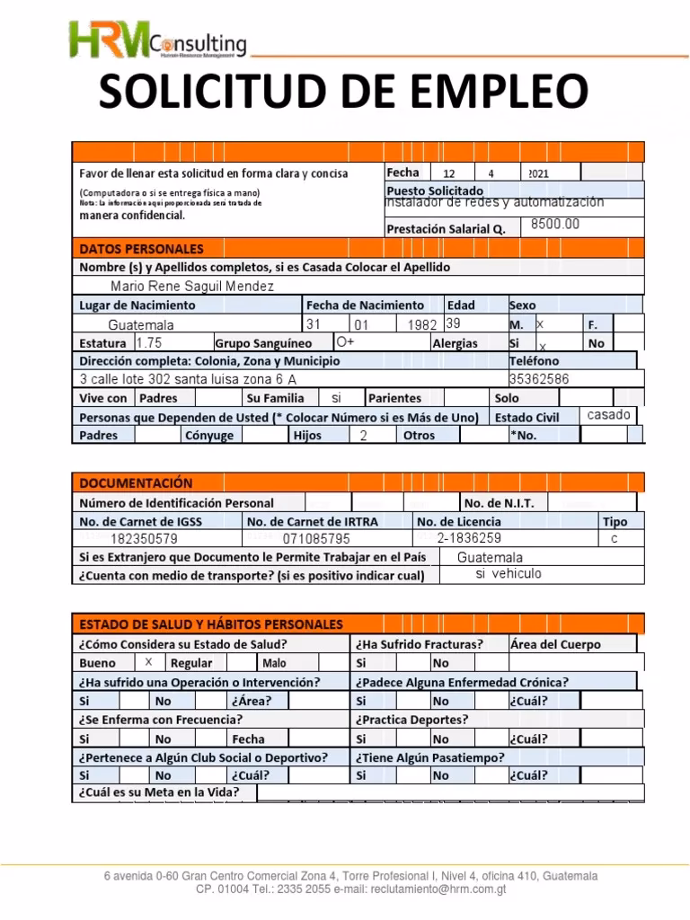 ¿Qué poner en personas que dependen de usted una solicitud de empleo?