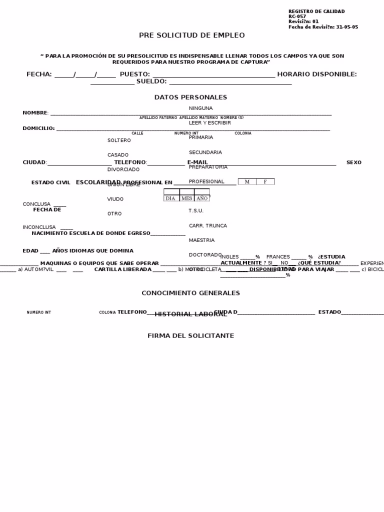 ¿Qué es la pre-solicitud de empleo?
