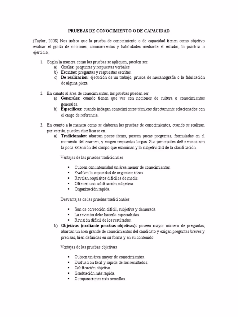 ¿Cuáles son las pruebas de conocimiento?