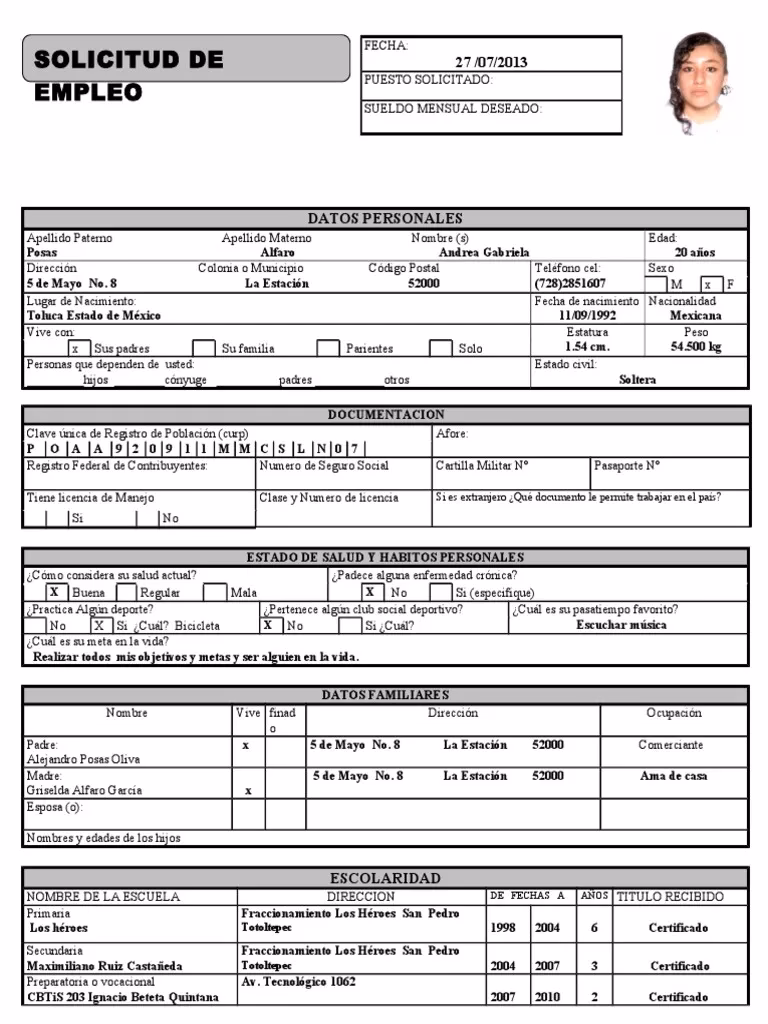 ¿Qué pongo en una solicitud como puesto solicitado?