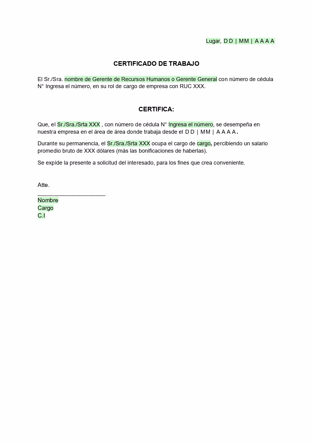 ¿Dónde puedo sacar un certificado de trabajo?