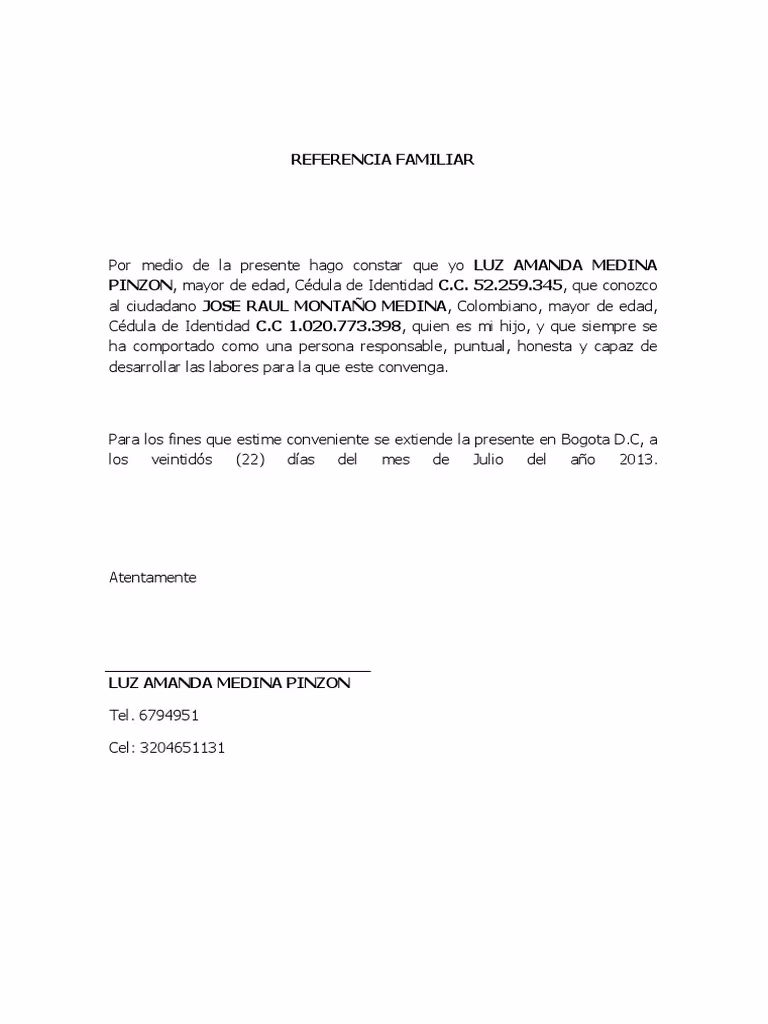 ¿Quién puede ser una referencia familiar?