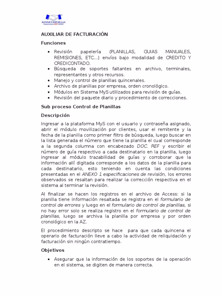 ¿Cuáles son las funciones del área de facturación?