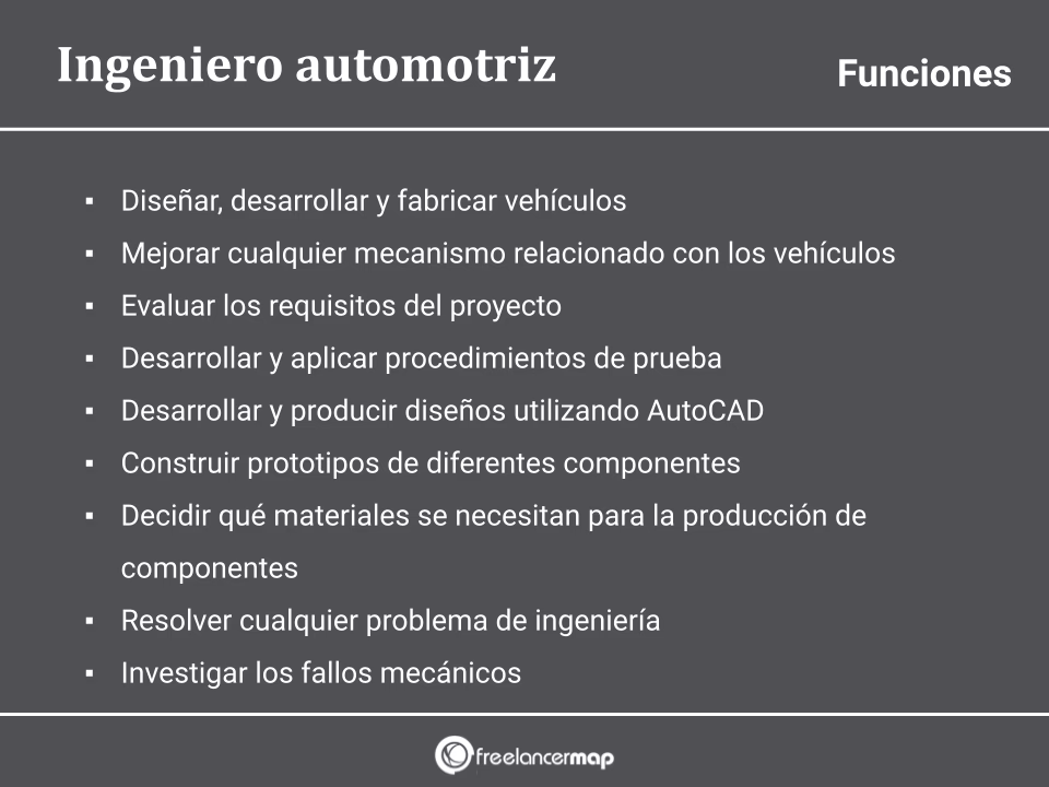 ¿Qué funciones cumple un ingeniero automotriz?