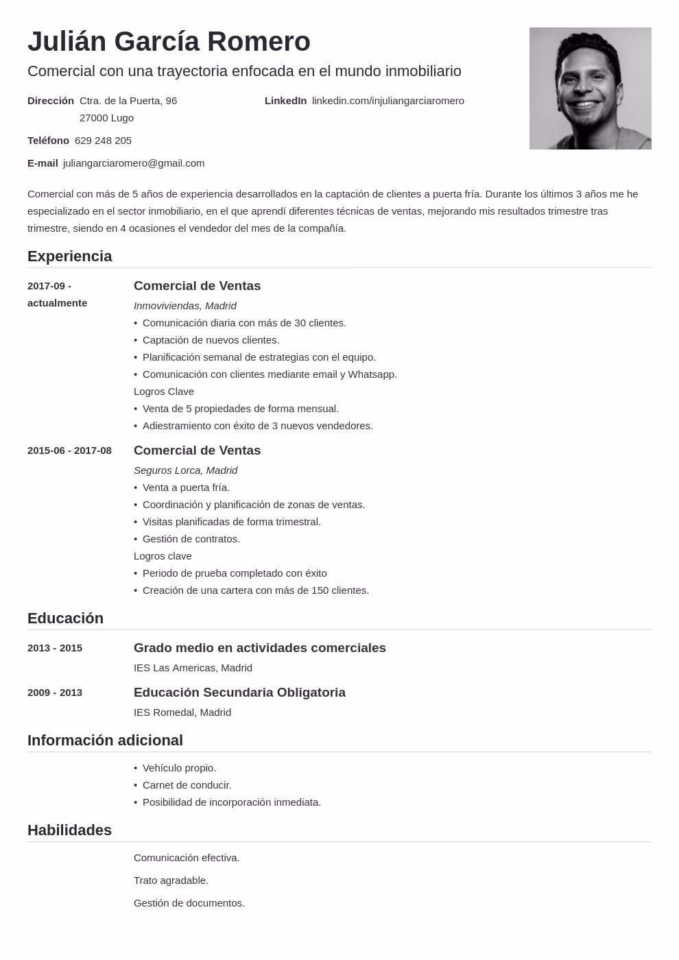 ¿Qué poner en un currículum ejemplo?