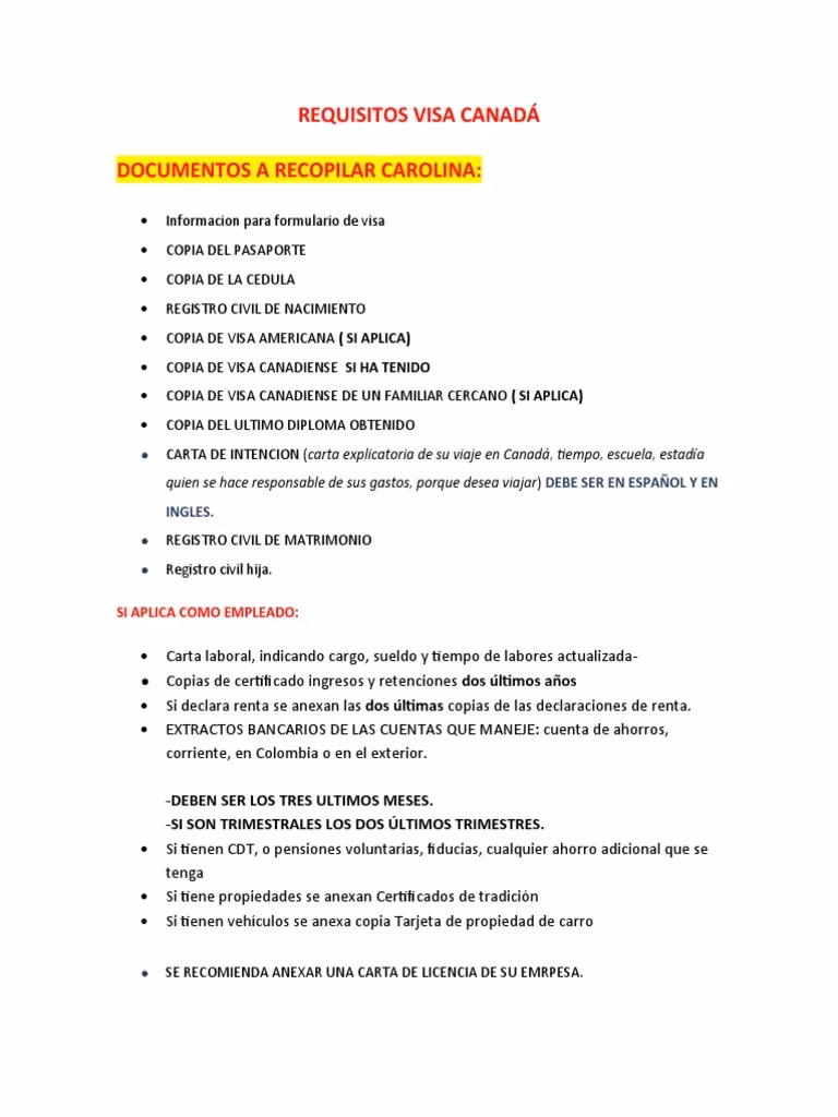 ¿Qué documentos se necesitan para tener derecho a trabajar en Canadá?