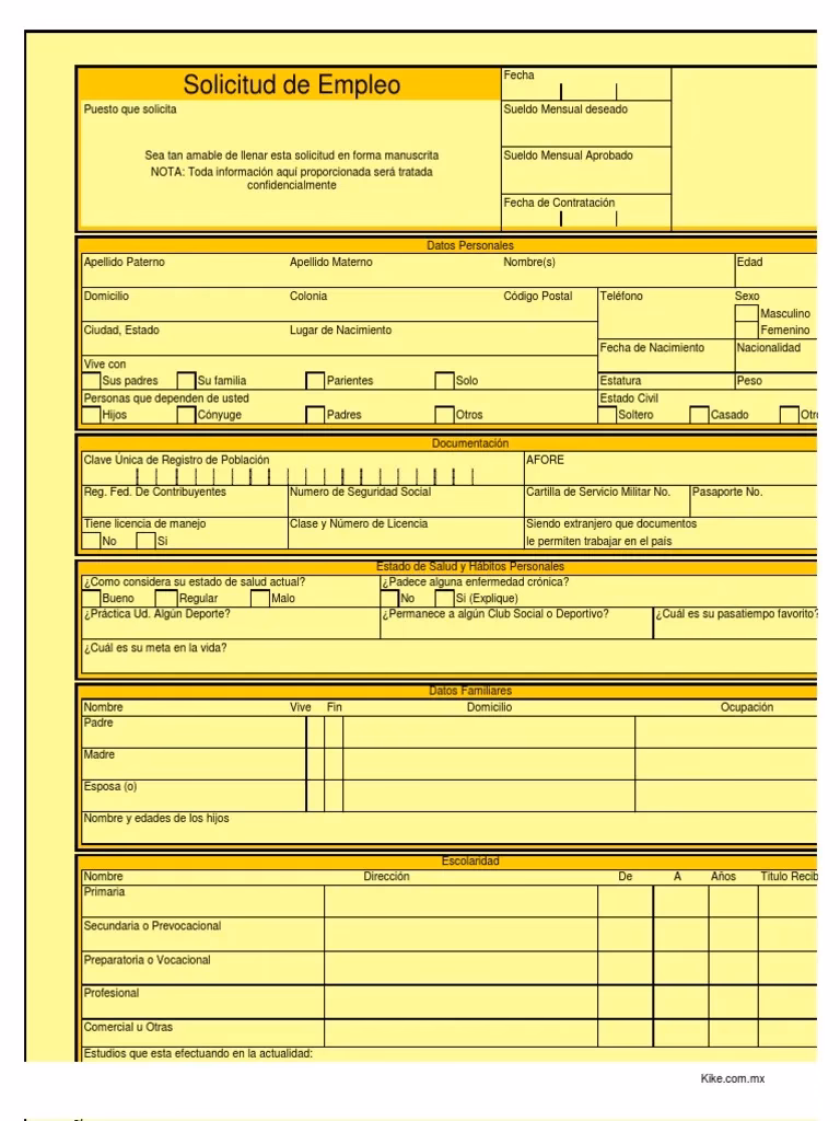 ¿Qué es una solicitud de empleo printaform?