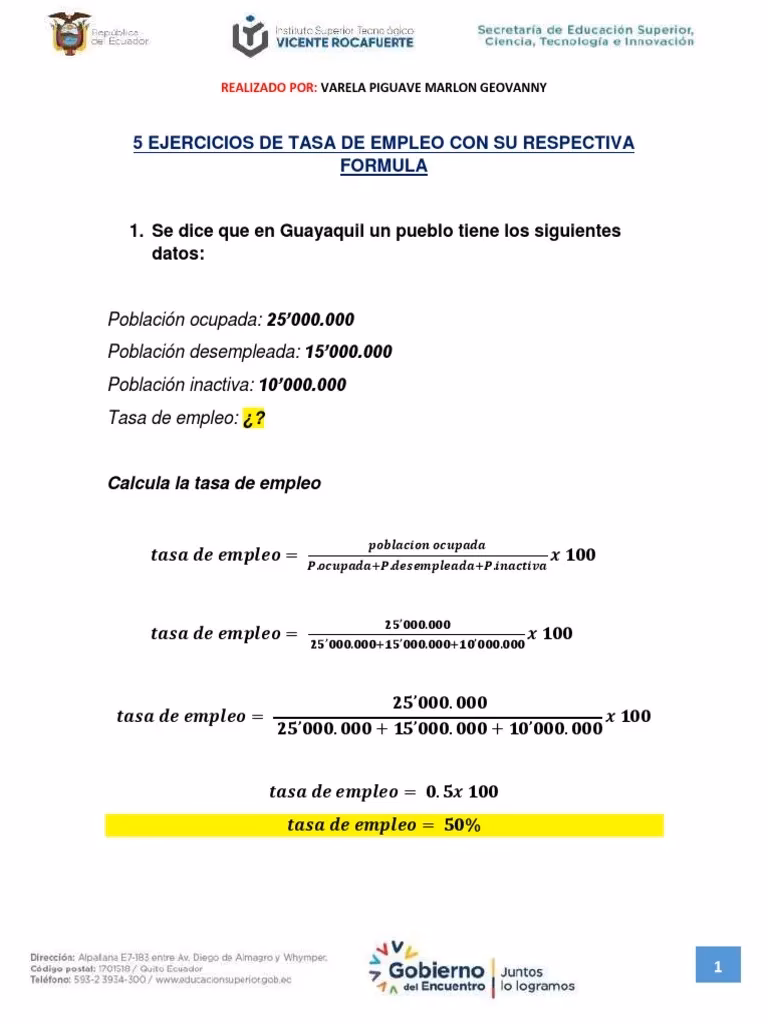 ¿Cuál es la fórmula para la tasa de trabajo?