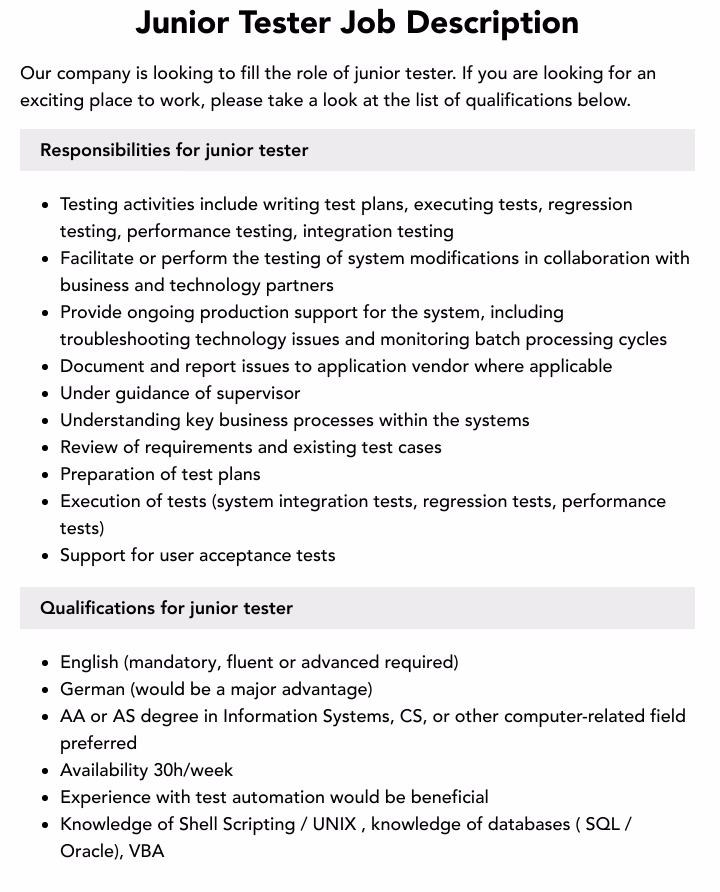 What is the salary of a junior QA tester?