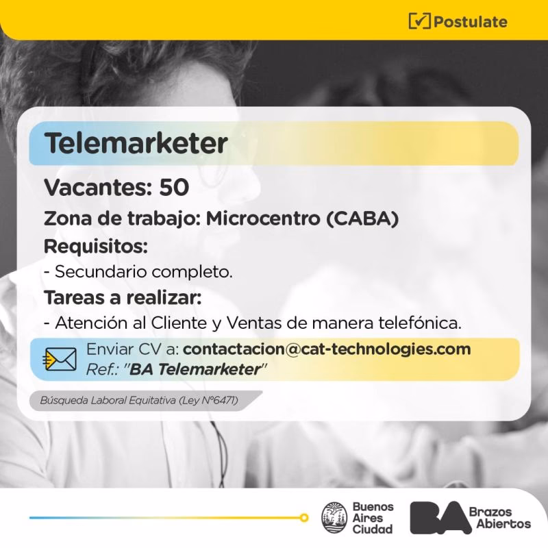 ¿Cuánto gana un telemarketer en Buenos Aires?